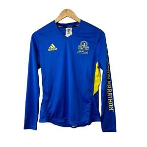 Adidas Running B.A.A. 2012 BOSTON MARATHON Long Sleeve Shirt Blue & Yellow Sz M